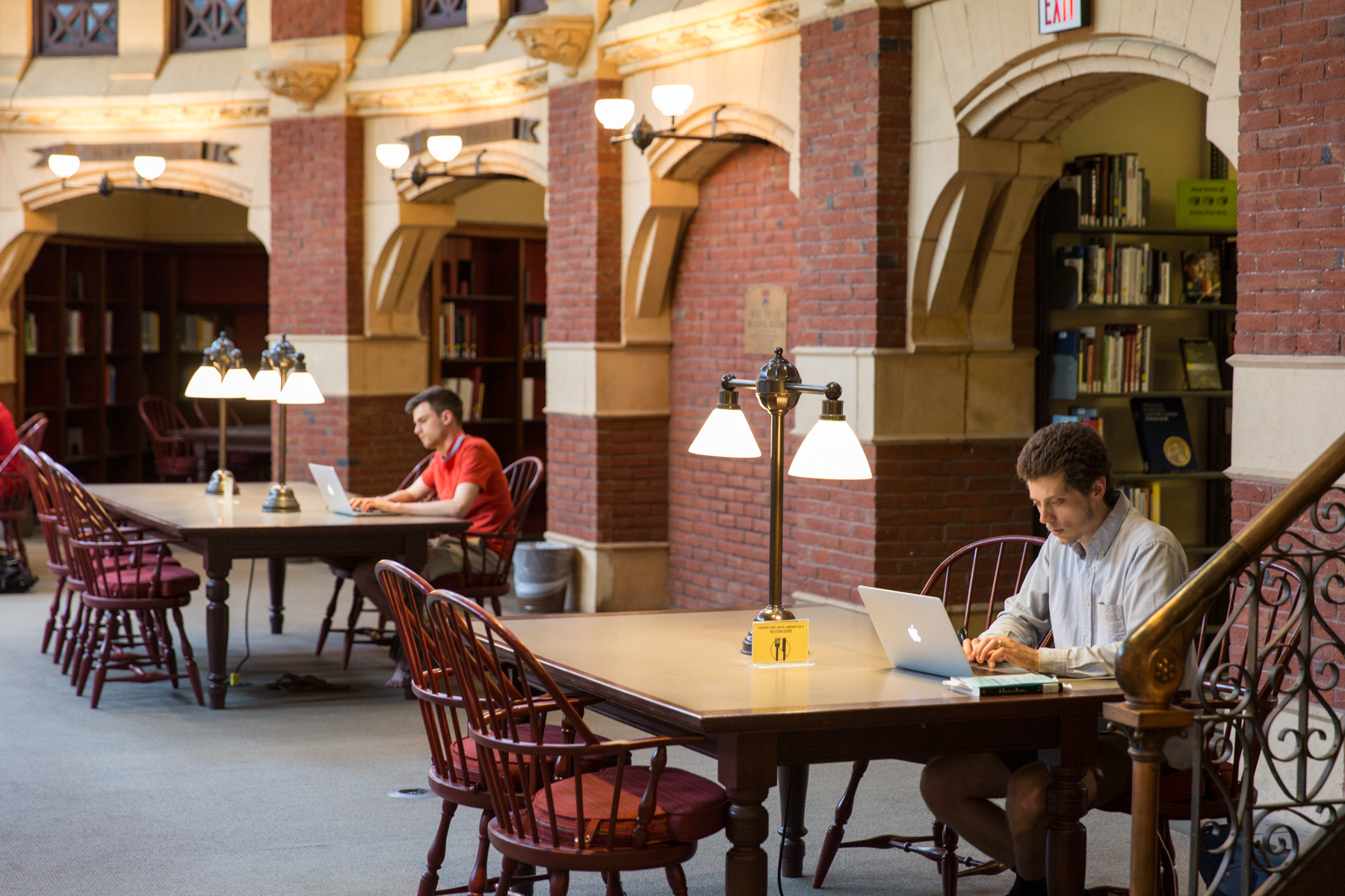 A student studies in the Fischer Fine Arts Library.