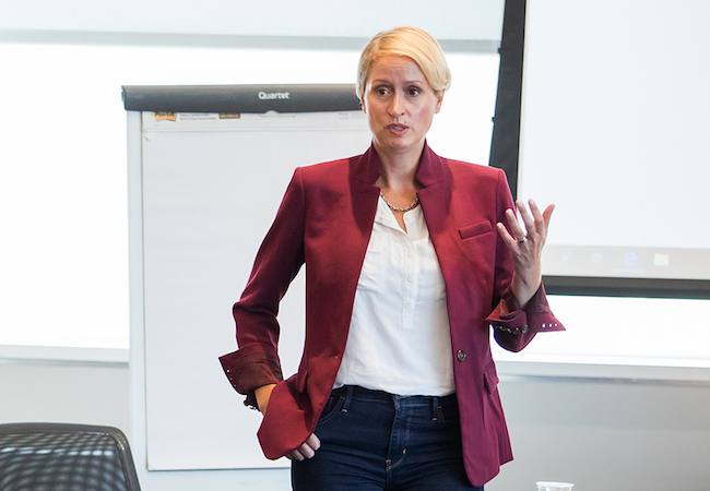 Kandi Wiens teaching a class. 