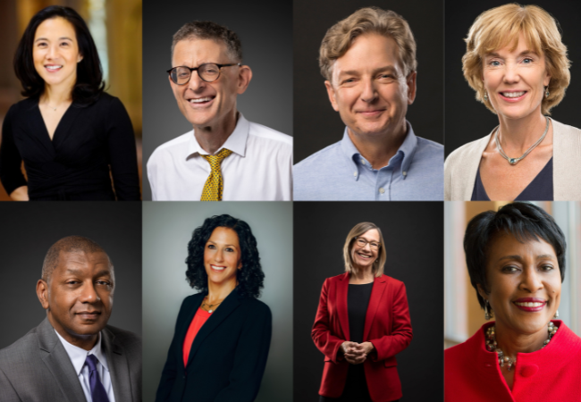 From left to right, top row: Angela Duckworth, Jonathan Zimmerman, Richard M. Ingersoll, Laura W. Perna; bottom row: Howard C. Stevenson, Katharine O. Strunk, Pam Grossman, Vivian L. Gadsden.