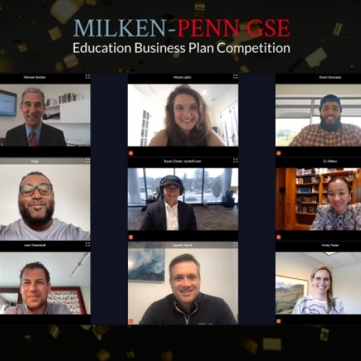 Top row L to R: Michael Golden (Catalyst @ Penn GSE), Nicole Lipkin (HeyKiddo), David Gonzales (Arbol) Middle row L to R: Sage Salvo (Words Liive), Bryan Dinner (Clarifi), EJ Milken (Foundations of the Milken Families) Bottom row L to R: Josh Chernikoff (Cascade Communications), Agustin David (Globant, LLC), Emily Foote (Osage Venture Partners)