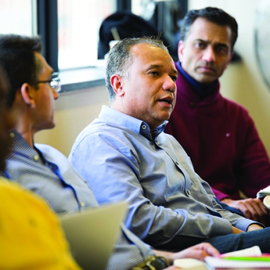 A student participating in a class discussion.